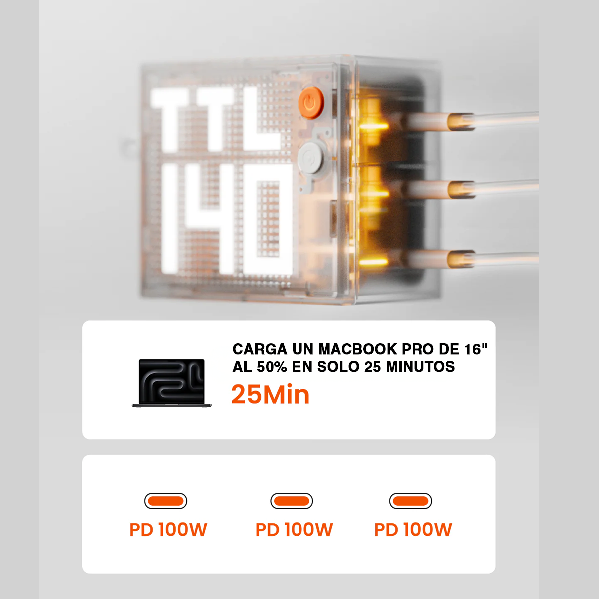 cargas cargador Sharge Pixel 100W